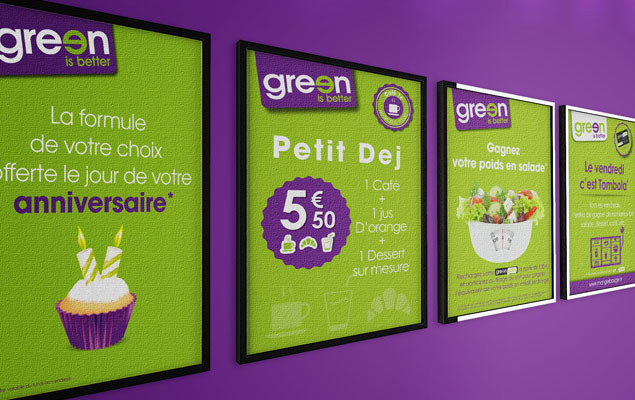 Création des affiches pour le réseau de franchise Saladbar de Green Is Better
