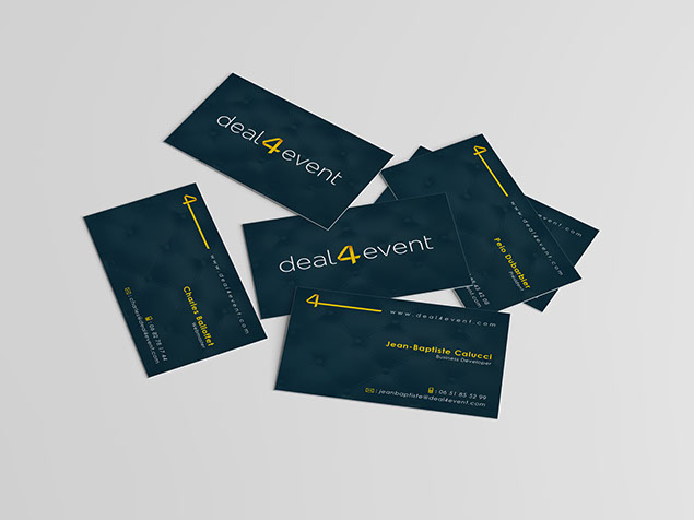 Création et gestion de l'impression pour la réalisation des cartes de visite pour l'Agence de courtage en billetterie VIP - Deal 4 Event