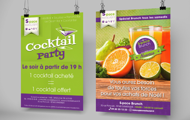 Création des affiches pour le restaurant S-Pace Restaurant de dunkerque