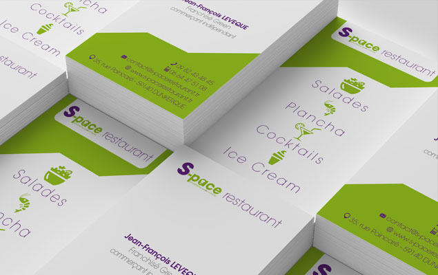 Création des cartes de visite pour le restaurant S-Pace Restaurant de dunkerque
