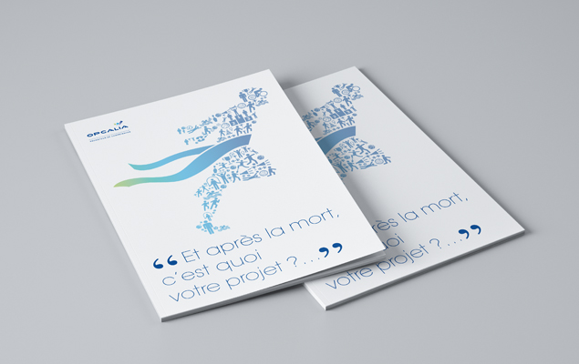Création & réalisation d'une brochure pour Opcalia client de l'agence More and Less